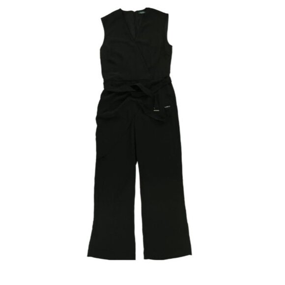 LAUREN RALPH LAUREN Womens SZ 14 Black Faux-Wrap Jumpsuit NWT MSRP $225 - Picture 2 of 12
